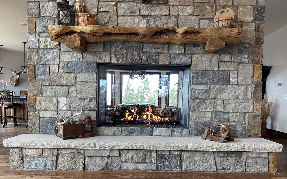 Acucraft Custom See Through Gas Fireplace with Logset-5