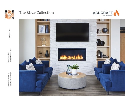 an image of the cover of a gas fireplace inspiration book from acucraft fireplaces