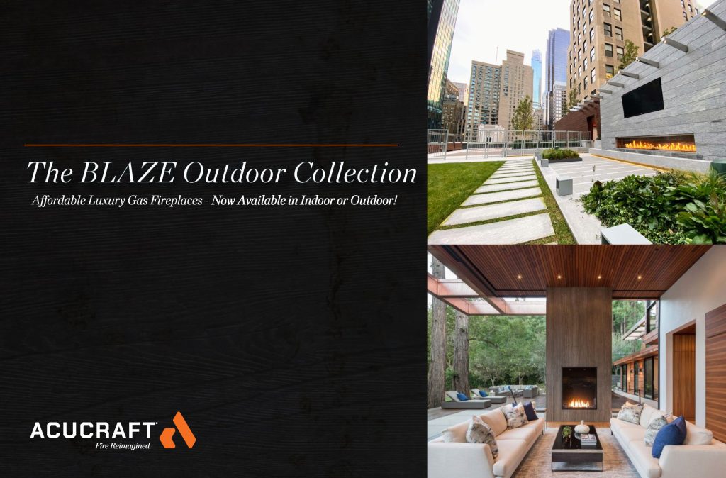 an image of an outdoor fireplace brochure from acucraft fireplaces
