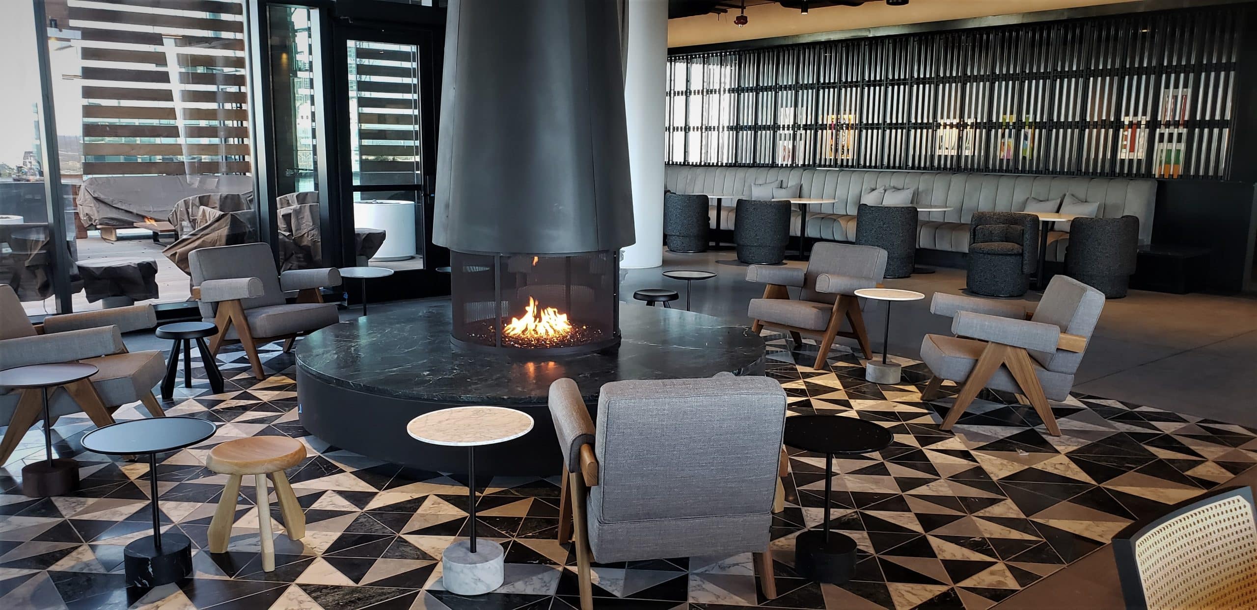 Modern custom built fireplace as a central focal point in a stylish lounge setting