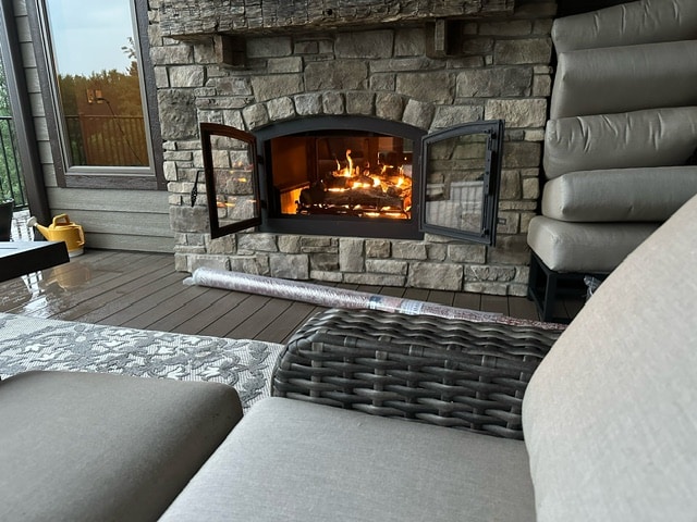 Acucraft Hearthroom 30 Indoor Outdoor Wood Fireplace with Doors Open