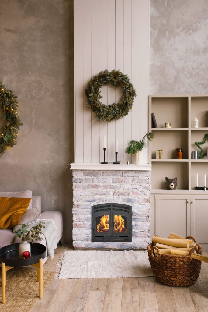 Acucraft Hearthroom 30 Single Sided Wood Fireplace in compact style living room