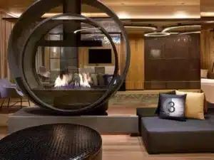Custom gas circular fireplace palomar hotel 3